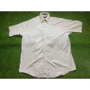 TAnthony Men’s Large Button Front Dress Shirt White Blue Check 100% Cotton